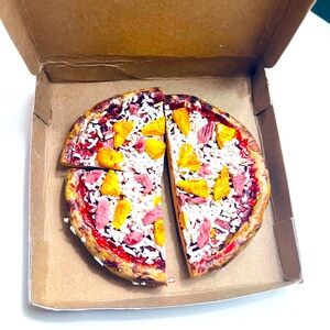 Handmade miniature Realistic Pizza magnets with Toppings and box.